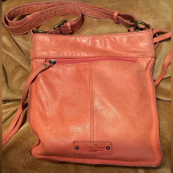 Lucky Brand Rayla Leather Crossbody Shoulder Handbag Boho Tassel Zip Tangerine - Picture 5 of 14